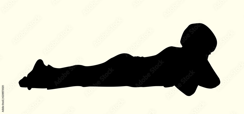 Obraz premium Vector drawing. Boy on the floor