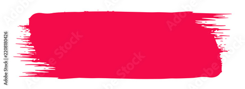Bright pink paint stroke or brush mark on white background, design element for text background, vector illustration