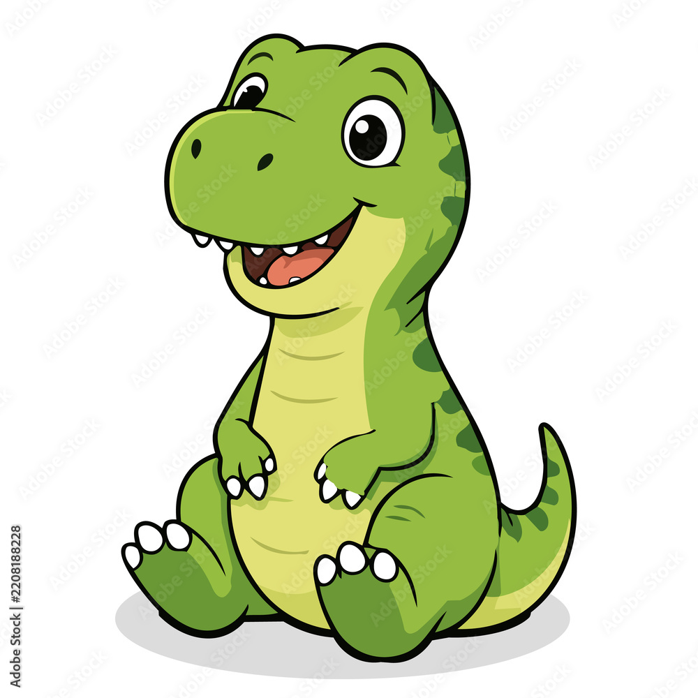 Fototapeta premium Cute T-Rex Dinosaur Character with Poses and Expressions