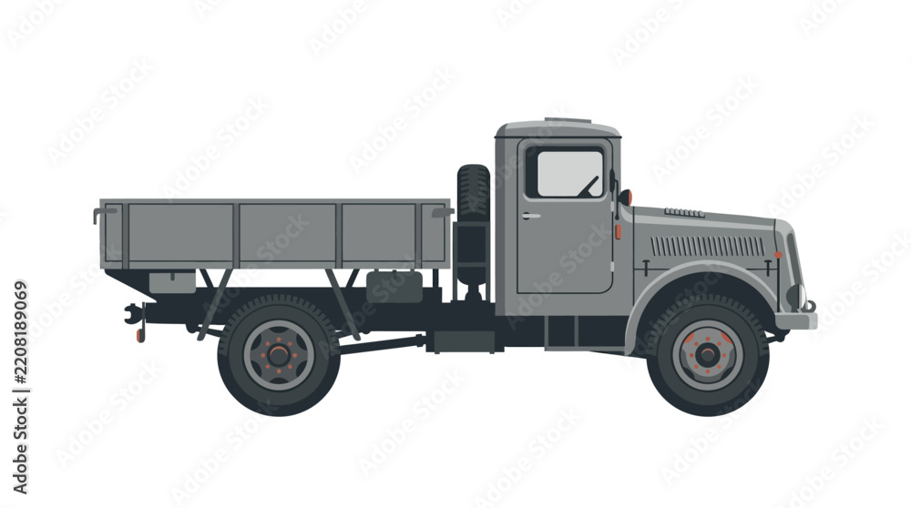 Fototapeta premium Vintage flatbed truck illustration