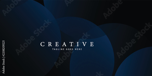 Modern dark blue abstract horizontal banner background with glowing geometric lines.Suitable for covers, brochures, presentations, flyers. vector