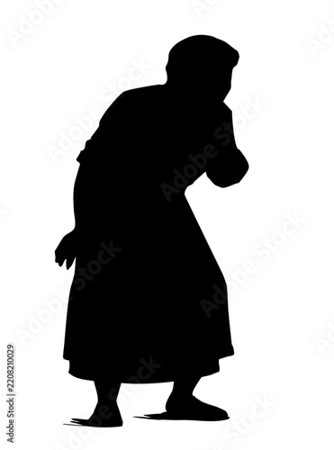 Obraz na płótnie Vector drawing. Ancient man looking with surprise