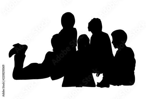 Obraz na płótnie Vector drawing. Kids reading a book