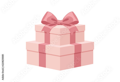 Stack of gift boxes with ribbon and bow pastel vector illustration