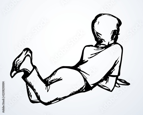 Obraz na płótnie Vector drawing. Boy on the floor