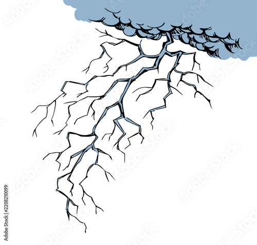 Obraz na płótnie Vector drawing. Lightning in the clouds