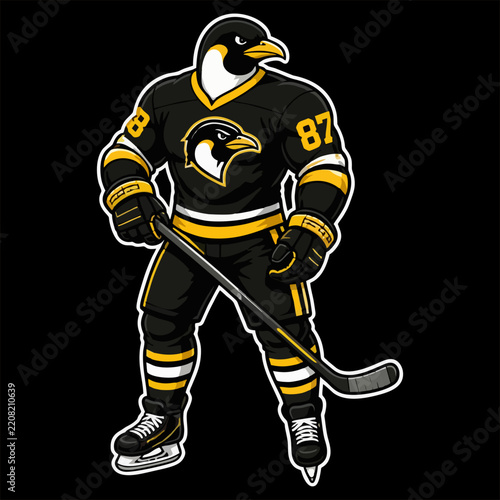 A Pinguin logo mascot of ice Hockey team design vector illustrator 