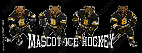 A Bear logo mascot Ice Hockey Team design sticker vector illustrator 