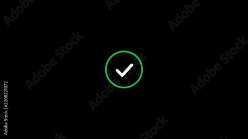Payment Success Check Mark Animation with Green Circle, Alpha Channel