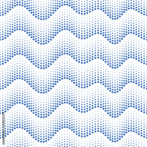 Vector seamless texture. Modern geometric background. Grid of wavy dotted lines.