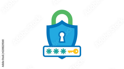 Password lock icon with keyhole and asterisks on a white background
