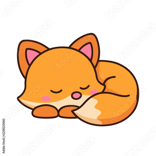 Sleeping Fox Cub Illustration