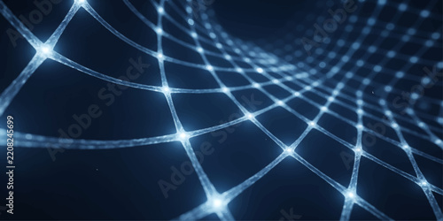 Abstract Network Grid A luminous blue abstract network grid with glowing nodes creates a mesmerizing visual representation of interconnectedness and digital flow.