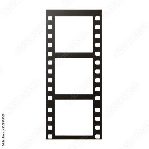 Vertical strip of three empty 35mm frames on black background