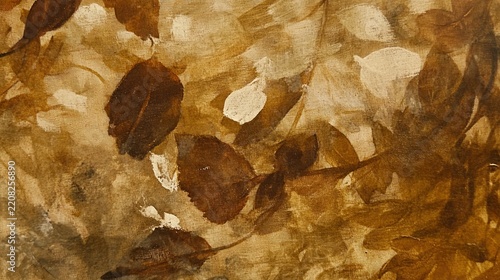 Close-Up of Golden Autumn Leaves in a Weathered, Textured Surface