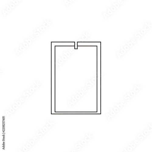 White outline of a rectangular door with a latch