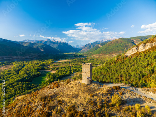 Torre del Moro in the Pyrenean Landscape of Larrede, Spain