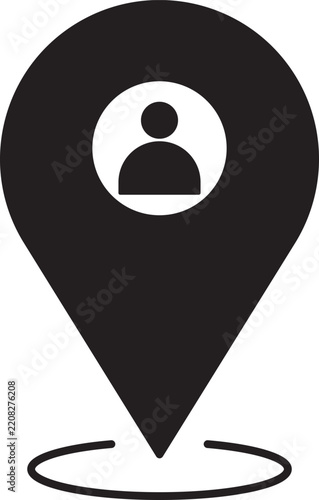Secure location pin icon. shield symbol, safe navigation and gps vector graphic. Modern security and navigation vector icon featuring a black map marker pin.  Verified location pin icon.  Vector icon 