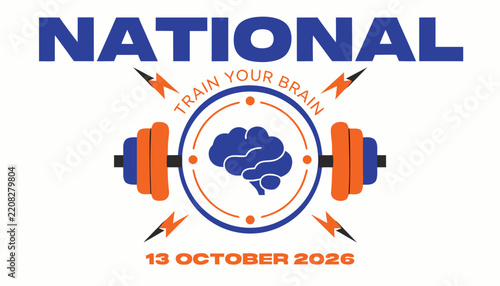 National brain training event featuring blue brain icon and orange barbell