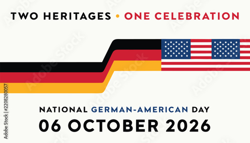 National German American Day celebration with flags and festive holiday text