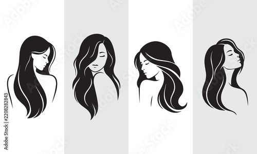 Beautiful woman with long hair from every angle design