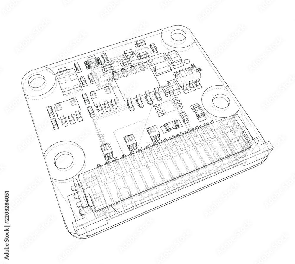 Fototapeta premium circuit board wireframe illustration. Vector
