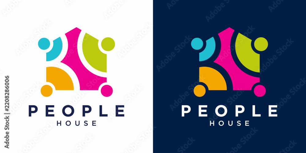 Fototapeta premium Colorful People House Logo Design.