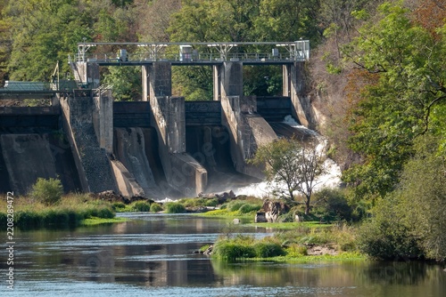 sluice gates on The River Vienne at L'Isle Jourdain  Western France