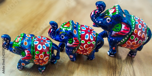 colorful toy elephant family. 