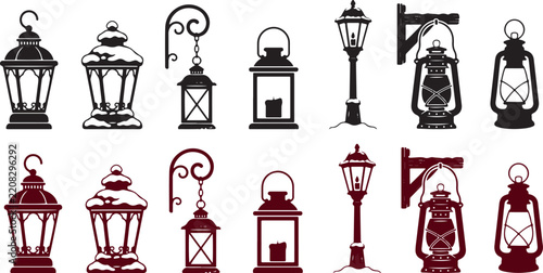  Lantern Icons Collection Featuring Vintage Lamp Designs