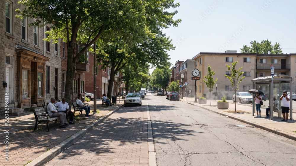 Obraz premium Heat Contrast in Tree-Canopied Block vs Exposed City Street