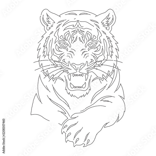 Line art tiger silhouette
