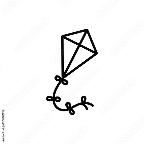 Flying kite with bows and tail is ideal for summer park and childhood activities.