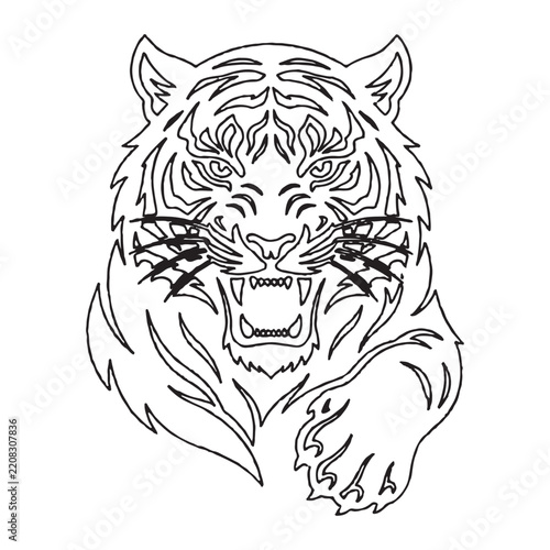 Tiger head silhouette art