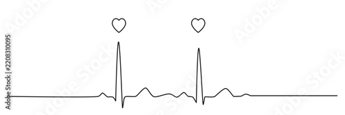 Heart, ecg, pulse diagram line banner. Vector illustration for design template medicine story, medical social media post background hospital, clinic, recipe, diagnostic list, monitor health cardio