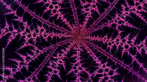 Abstract Spiky Fractal Pattern Changing Colors from Blue to Purple
