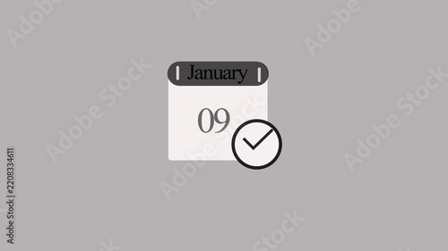Minimalist calendar icon showing january 09 date