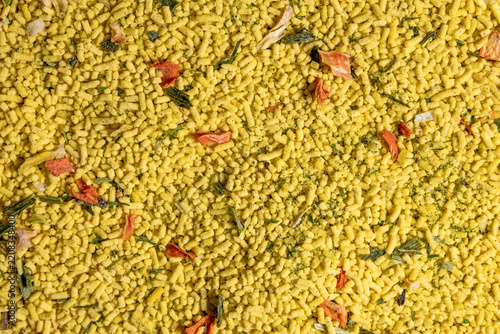 Dehydrated vegetable seasoning mix granules texture close up macro