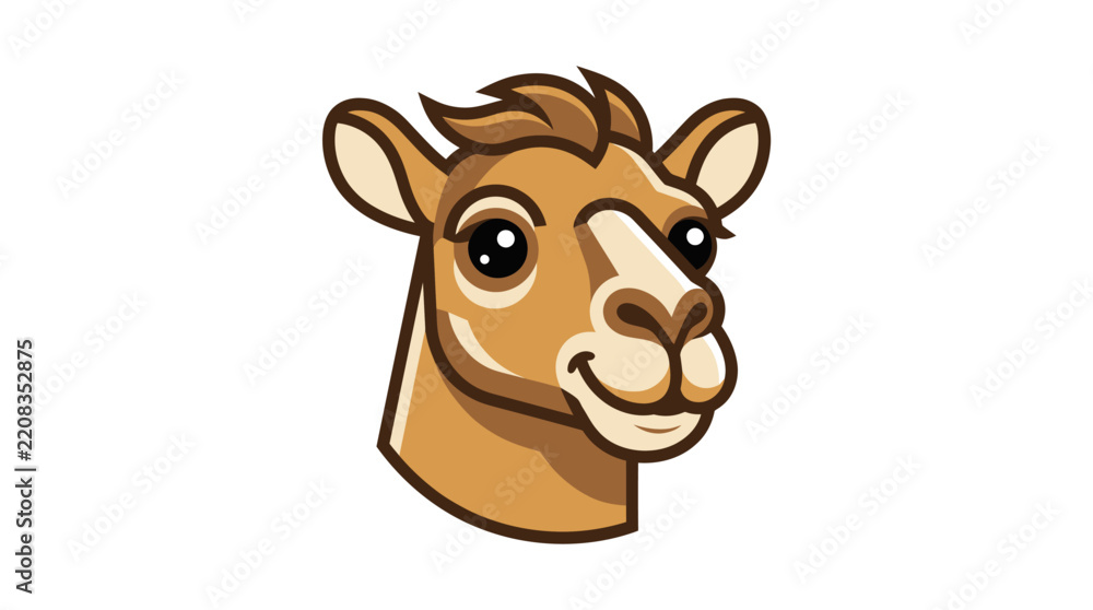 Obraz premium Cute cartoon camel head illustration on white background.