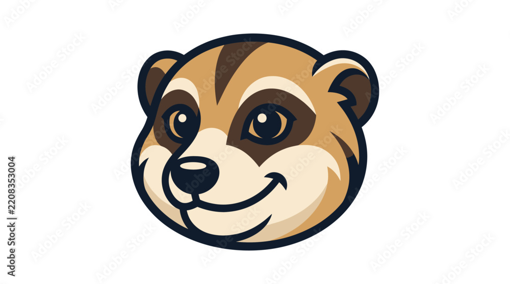 Fototapeta premium Cute cartoon meerkat head vector illustration.