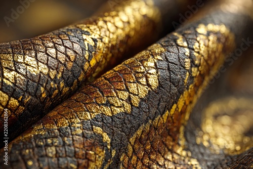 Captivating Golden Metallic Snake Skin Texture in Luxurious Detail Generative AI