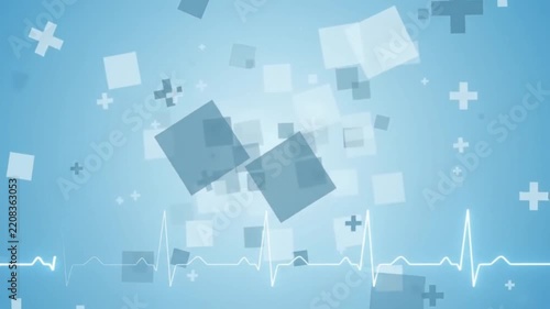 Modern Digital Health Innovation Concept with Floating Icons and ECG Wave Background