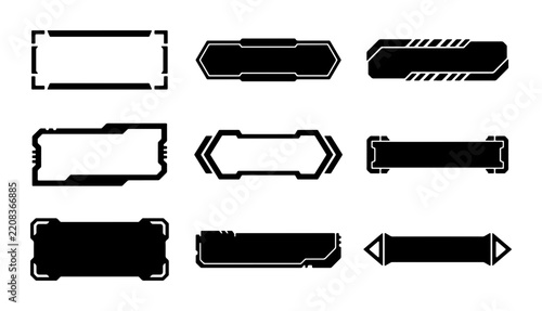 Sci-fi UI frames set with futuristic borders for game interface, app and web