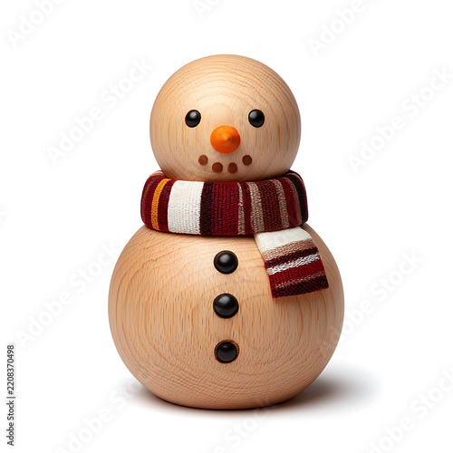 Cute Snowman Isolated on White Background with Hat and Scarf, Christmas Winter Holiday Decoration, Seasonal Celebration and New Year Concept
