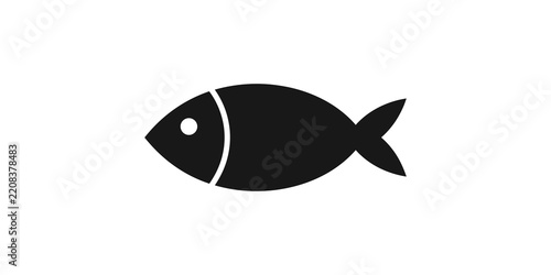Photography Fresh fish silhouette icon featuring simple black design for culinary seafood themes