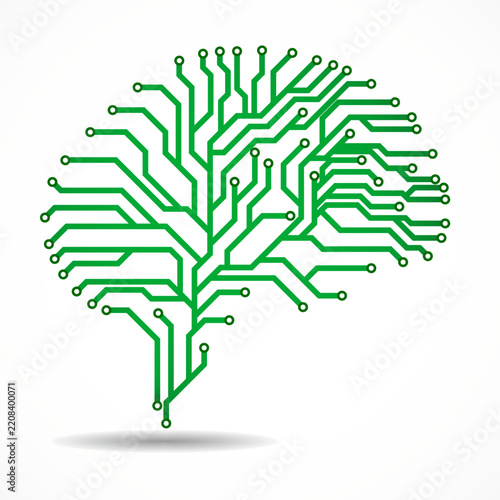 Abstract technological brain. Circuit board. Vector illustration