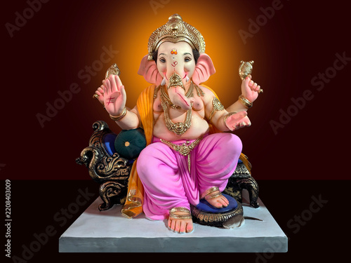 Canvas Print Lord ganesha , Hindu lord ganesha with beautiful Divine background, Ganpati, Gan
