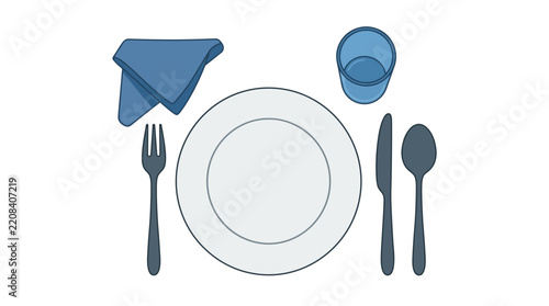 Minimalist Place Setting Vector Illustration