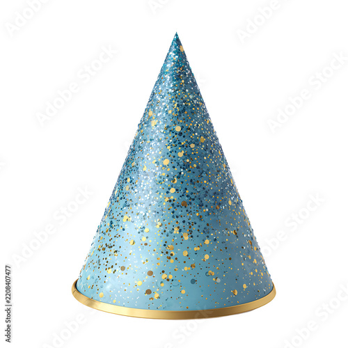 Realistic Party Hat with Glitter and Soft Shadow Festive Celebration Hat Isolated