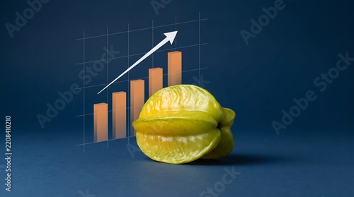 Star fruit financial growth chart with upward arrow indicating rising profits
